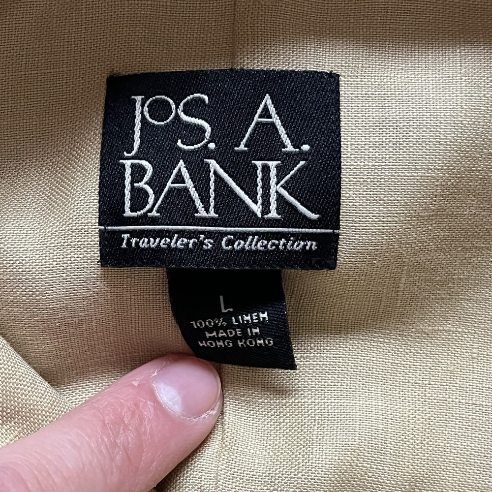 Jos A Bank 100% Linen Travelers Short Sleeve Button Shirt Men's Large - Beige - Picture 6 of 6